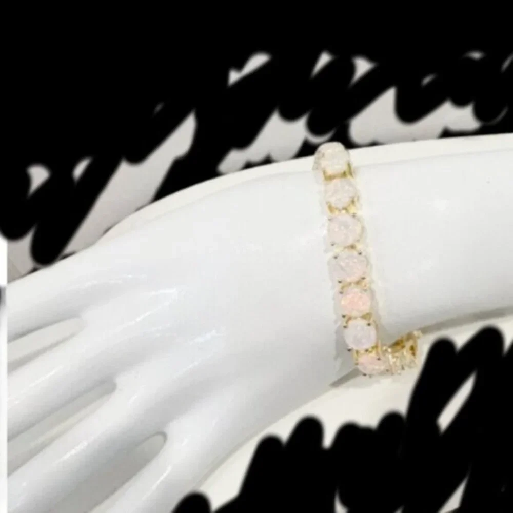 "Sale" Stunning Simulated White Opal Tennis Bracelet - Picture 6 of 7